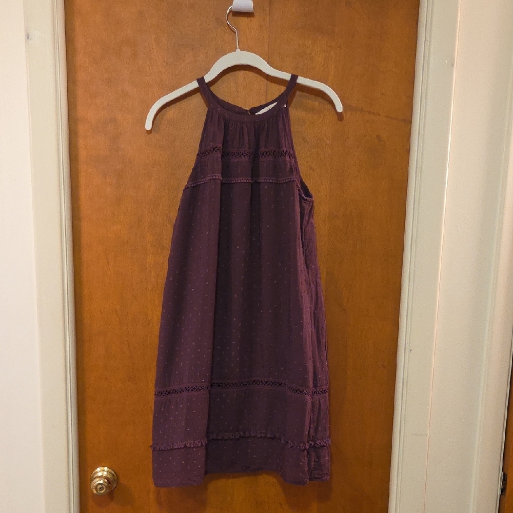 LOFT Purple Tiered Halter Sundress S